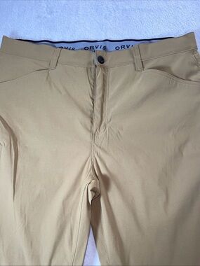Orvis Pants Mens 40x29.5 Khaki Nylon Stretch Travel Quick Dry Zip Pocket Hiking